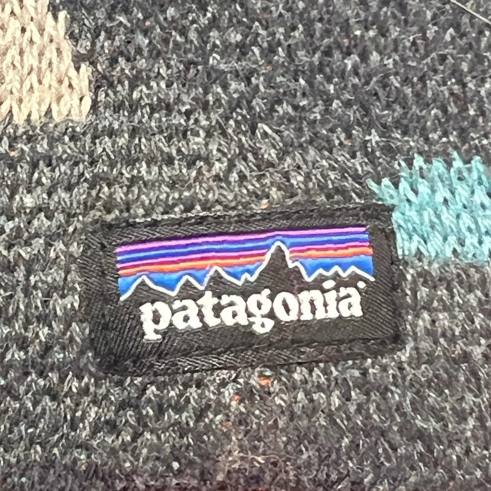Patagonia Kids Fleece Lined Reversible Hat Hedgehog Cloud Pattern Orange Trim‎